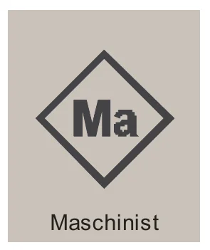 Taktisches Zeichen des Maschinisten: Raute mit der Beschriftung Ma